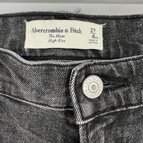 Abercrombie & Fitch The Mom High Rise Black Wash Denim Tapered Jeans Size 4XS - Picture 9 of 10